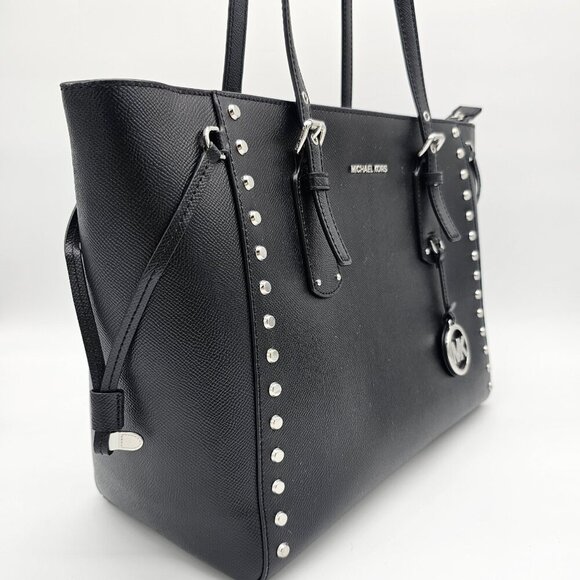 Michael Kors Voyager Medium Crossgrain Leather Tote, Black - Picture 5 of 16